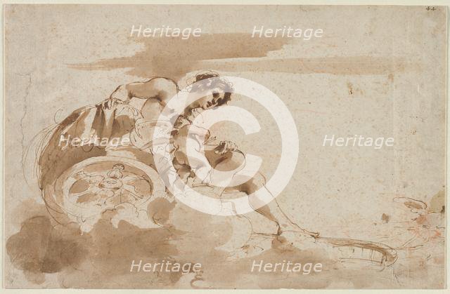 Venus and Cupid in a Chariot, 1615-1617. Creator: Guercino (Italian, 1591-1666).