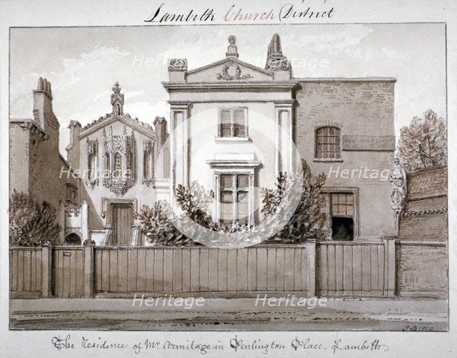Mr Armitage's residence in Penlington Place, Lambeth, London, 1828. Artist: John Chessell Buckler