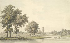 View of the Lake and the Island from the Lawn at Kew, 1763. Creator: William Marlow.