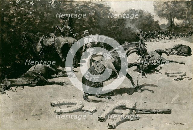 How the Horses Died for Their Country at Santiago, 1899. Creator: Frederic Remington.