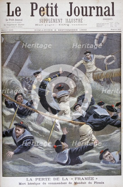 The loss of the French destroyer 'Framee', 1900. Artist: Unknown