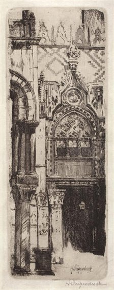 Porta della Carta, Doge's Palace, Venice, 1875-1921. Creator: Herman F Deigendesch.