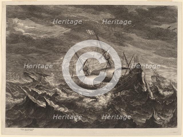 Sailing Boats in a Tempest, c. 1638. Creator: Boetius Adams Bolswert.