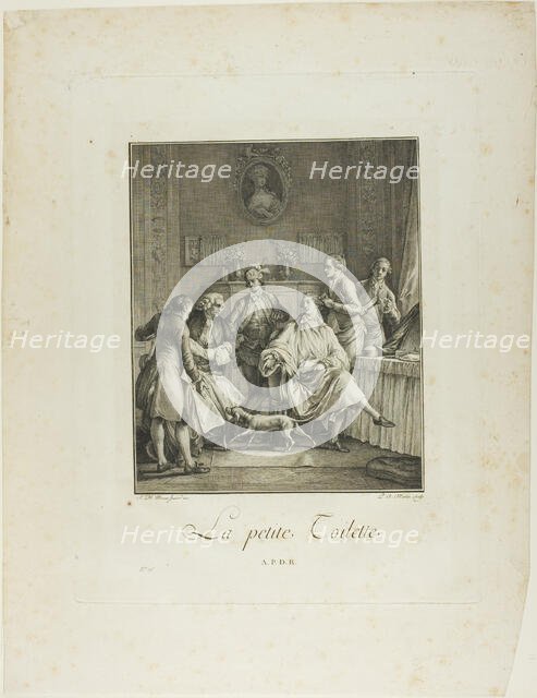 The Little Toilette, from Monument du Costume Physique et Moral de la fin du..., 1781-1783. Creators: Pietro Antonio Martini, Laurent-François Prault.