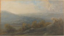 Mountain Landscape with two Figures at the Right, 1905. Creator: Alphonse Legros.