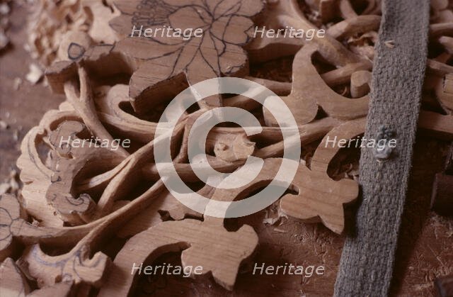 Tibetan refugee wood carving project, Dharamsala, India, 1988. Creator: Amanda Waite.