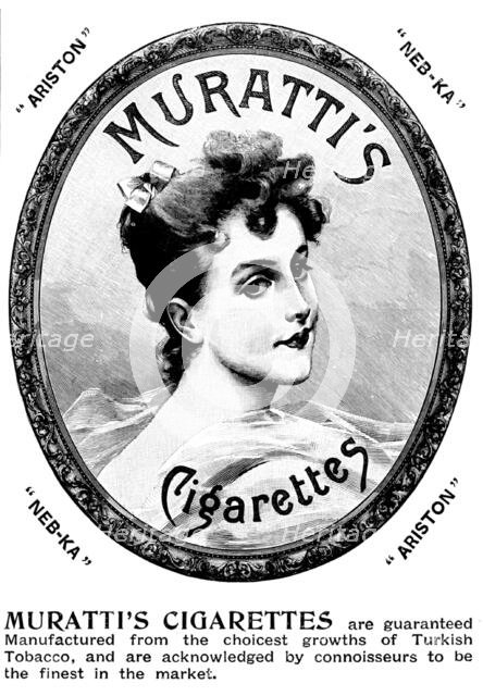 Advertisement for Muratti's Cigarettes, 1895. Creator: Unknown.