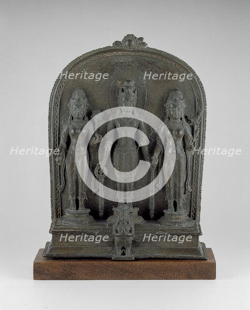 God Vishnu with Lakshmi and Sarasvati, Pala period, 9th/10th century. Creator: Unknown.