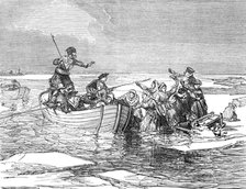 Russian villagers on floating ice, 1874. Creator: Unknown.