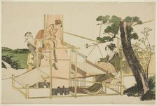 Women weaving on a loom, Japan, late 1810s and/or early 1820s. Creator: Hokusai.