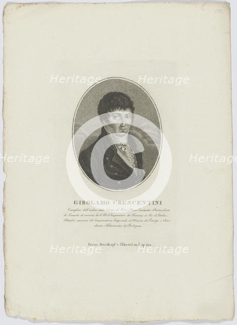 Portrait of Girolamo Crescentini (1762-1846), after 1800. Creator: Breitkopf & Härtel.