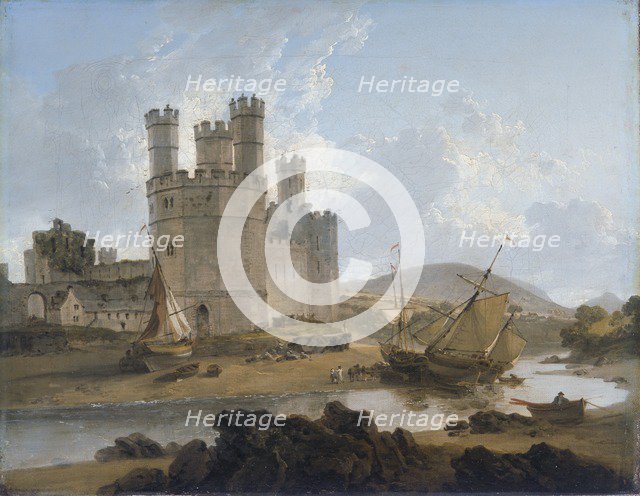 'Caernarvon Castle', 1792. Artist: Julius Caesar Ibbetson.