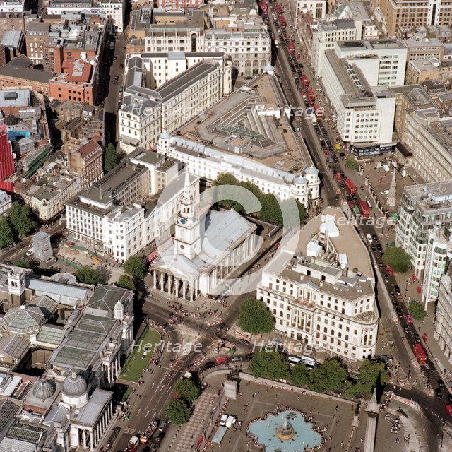 St Martin-in-the-Fields, The National Gallery, Trafalgar Square and The Strand, London, 2002.  Artist: EH/RCHME staff photographer
