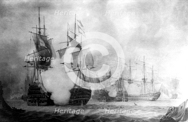 The Battle at Cape St Vincent, 19th century. Artist: Unknown