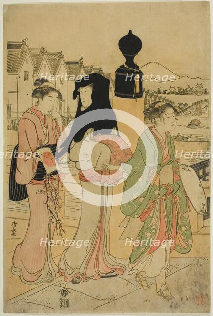 Women Crossing Nihonbashi Bridge, c. 1786. Creator: Torii Kiyonaga.