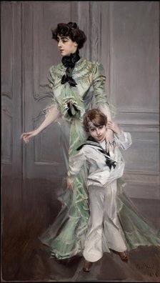 Ritratto della signora Hugo e suo figlio, 1898. Creator: Boldini, Giovanni (1842-1931).