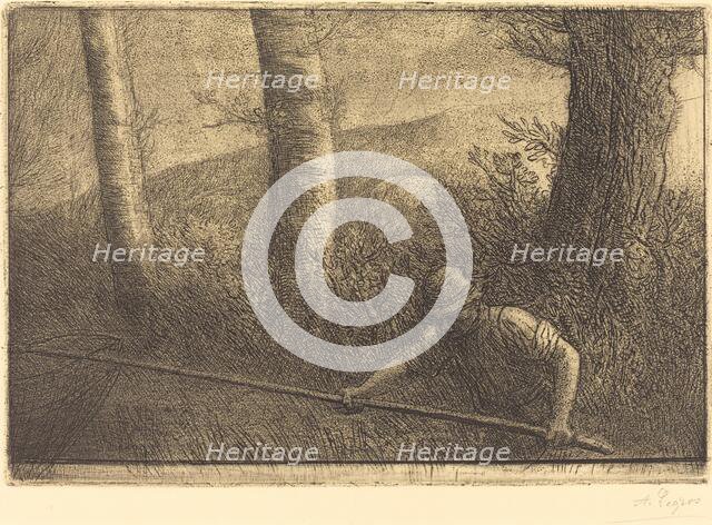 Fisherman with a Hoop-net (La peche a la truble). Creator: Alphonse Legros.