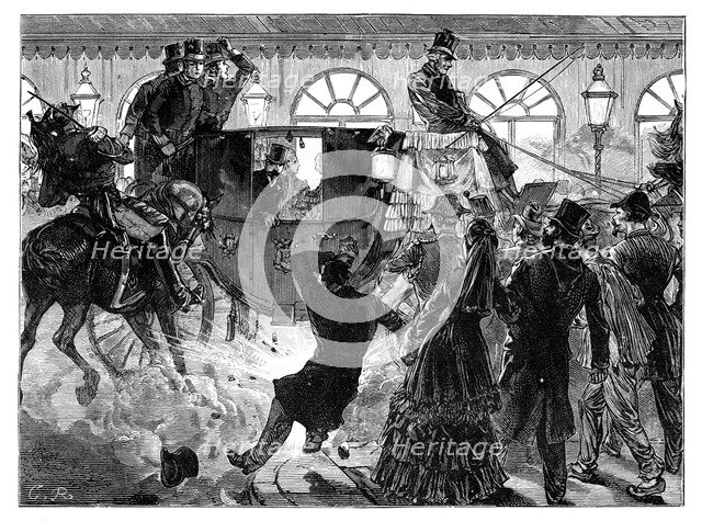 'Attempted Assassination of the Emperor of the French', 28 April 1855. Artist: Unknown