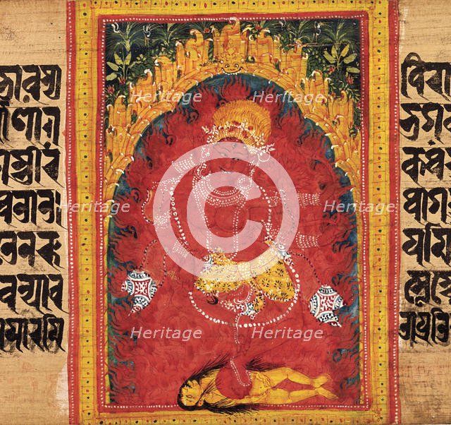 Kurukulla Dancing in Her Mountain Grotto... (Perfection of Wisdom) , early 12th century. Creator: Unknown.