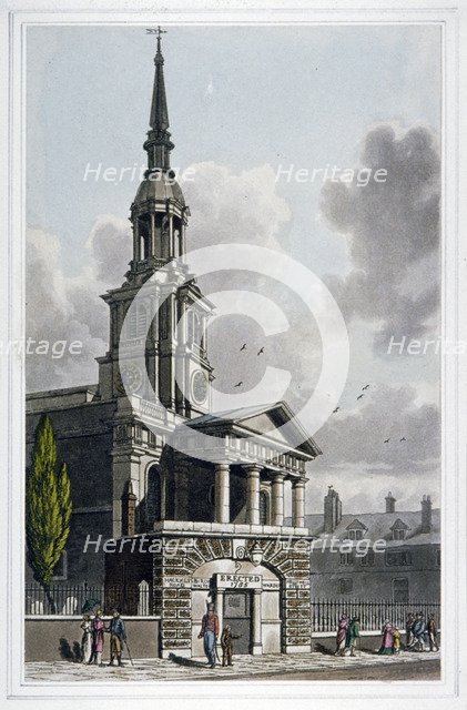 St Leonard's Church, Shoreditch, London, 1814. Artist: Anon