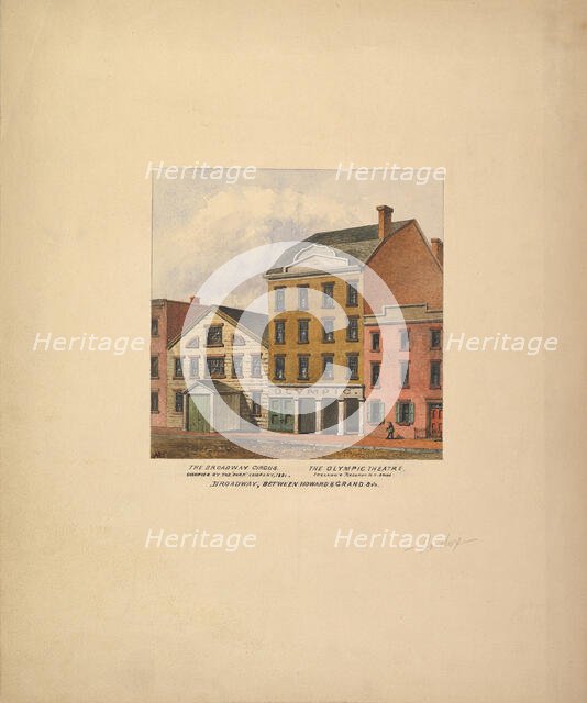 Broadway Circus and Olympic Theatre, Broadway between Howard and Grand..., New York, 1821. Creator: Anon.