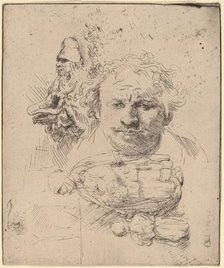 Sheet of Studies with the Head of the Artist, a Beggar Man, and Woman and Child, 1651. Creator: Rembrandt Harmensz van Rijn.