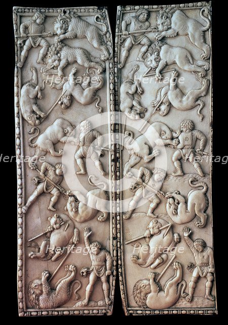 'Dyptychon with Circus scenes', 5th century. Artist: Unknown