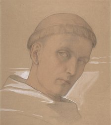 Study of the Head of St. Augustine, for the painting of the Madonna and Child..., 1846. Creator: Eduard von Steinle.