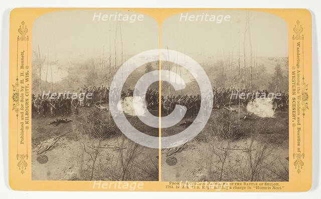 1st Ark. Con. Regt. making a charge in "Hornets Nest", 1887. Creator: Henry Hamilton Bennett.