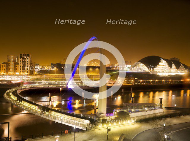 Gateshead Millennium Bridge connecting Gateshead and Newcastle upon Tyne, 2008.   Artist: Historic England Staff Photographer.