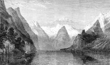 "Sunrise on the Königs See, Berchtesgaden, Bavarian Alps", by W. C. Smith, in the exhibition...1864. Creator: J Cooper.