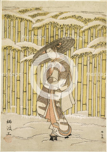 Passing the Bamboo Grove, 1766. Creator: Suzuki Harunobu.