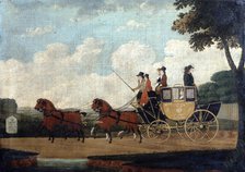 'The Royal Mail Coach, Chelmsford to London', 1799.  Artist: John Cordrey