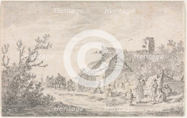 Landscape with a Cottage and Figures, 1653. Creator: Jan van Goyen (Dutch, 1596-1656).