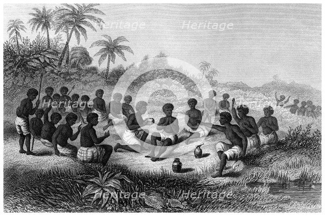 'The Red Water Ordeal, as Practised Among the Nations of Northern Guinea'.Artist: J Le Conte