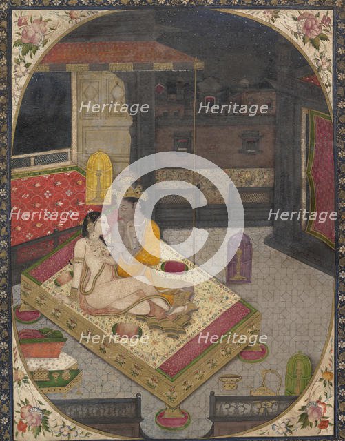 Radha and Krishna on a Bed at Night, ca. 1830. Creator: Unknown.