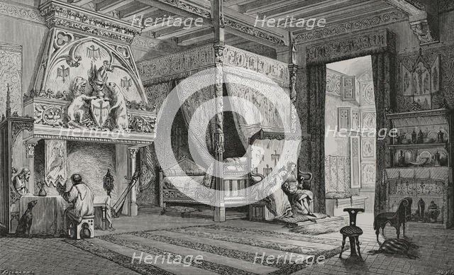 14th century French manor bedroom, 1877.  Creator: Jules Jean Marie Joseph Huyot.