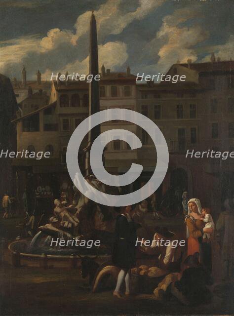 Market Scene in Rome, Piazza Navonna, 1650-1680. Creator: Unknown.