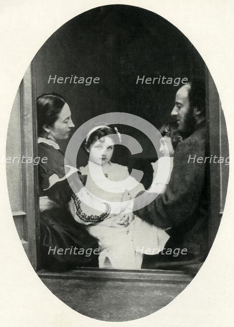 Effie Gray, John Everett Millais, and their daughters Effie and Mary, 21 July 1865, (1948). Creator: Lewis Carroll.