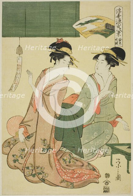 Ukiyo Genji hakkei : Suzumushi no bansho, late 18th-early 19th century. Creator: Hosoda Eishi.