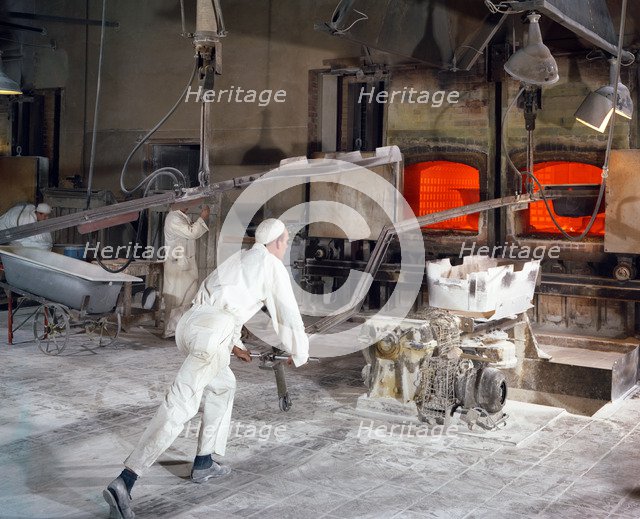 Extracting a steel bath from the furnace at Ideal Standard in Hull, Humberside, 1967.  Artist: Michael Walters