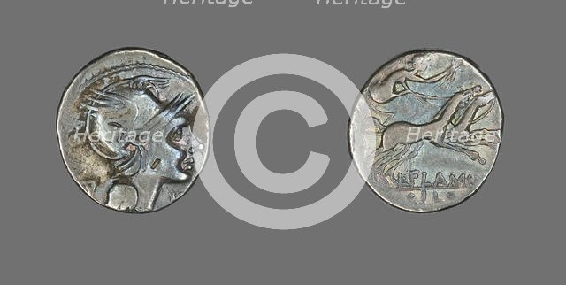 Denarius (Coin) Depicting the Goddess Roma, 109-108 BCE. Creator: Unknown.