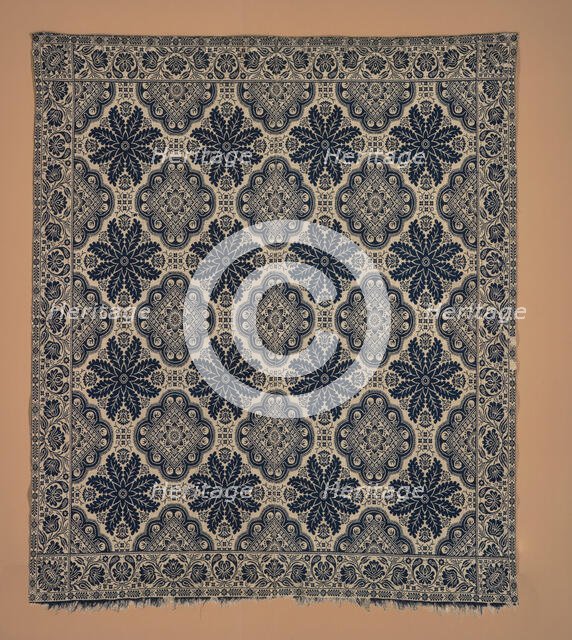 Bed Cover (Jacquard Coverlet), about 1840. Creator: John LaTourette.