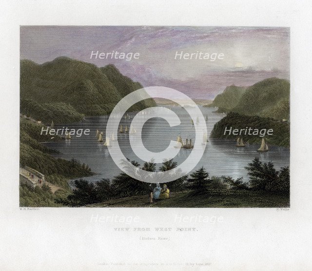 The Hudson River as seen from West Point, USA, 1837.Artist: R Wallis