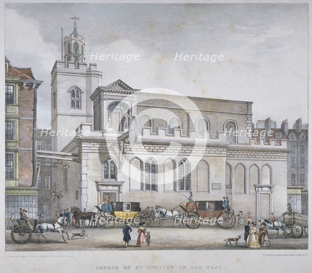 Church of St Dunstan in the West, Fleet Street, City of London, 1829. Artist: W Ganci
