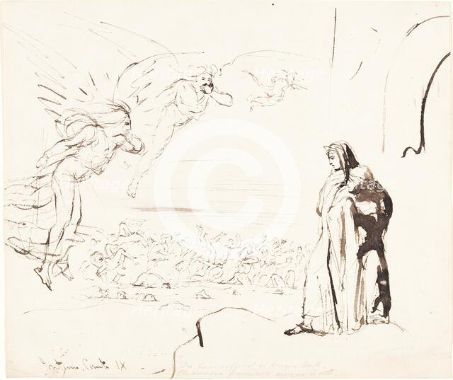 Scene from the Inferno (canto IX). Creator: William Etty.