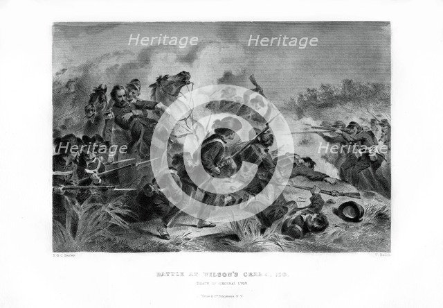Death of General Lyon, Battle of Wilson's Creek, Missouri, 10 August 1861, (1862-1867).Artist: V Balch