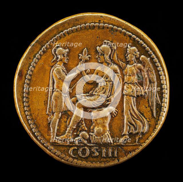 Roma, the Emperor, and Victory [reverse]. Creator: Giovanni da Cavino.