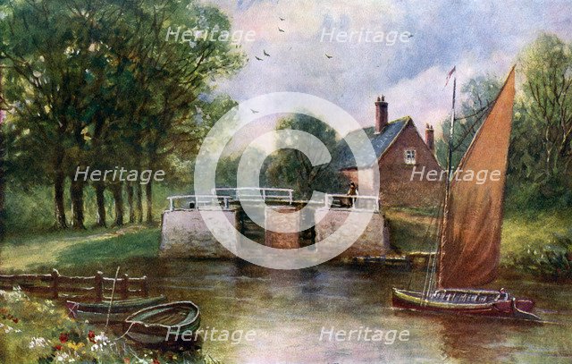 Coltishall Lock, Norfolk, 1924-1926. Artist: John Harrap and Son