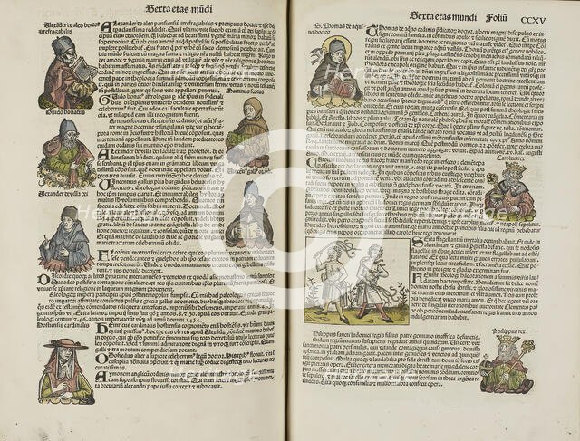 Two pages from the Liber chronicarum, 1493.  Creators: Unknown, Michael Wolgemut, Wilhelm Pleydenwurff.